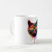 レインボーフラッグゲイプライドLgbtq水彩猫 コーヒーマグカップ (正面左)