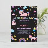 レインボーフラッグスユニコーン誕生日招待状 招待状 (スタンド正面)