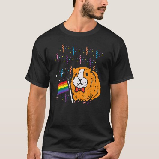 レインボーフラッグハムスターゲイプライド月Lgbtq Ally Lg Tシャツ (正面)