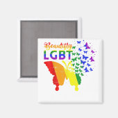 レインボーフラッグバタフライLGBT マグネット (正面/裏面)