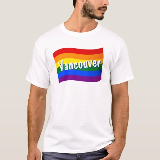 レインボーフラッグバンクーバーカナダゲイプライドLGBT LGBTQ Tシャツ (正面)