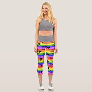 レインボーフラッグブラックライフマター文字LGBTQ カプリレギンス