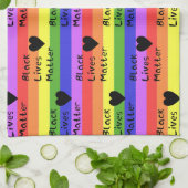 レインボーフラッグブラックライフマター文字LGBTQ キッチンタオル (折り畳み)