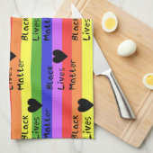 レインボーフラッグブラックライフマター文字LGBTQ キッチンタオル (四つ折り)
