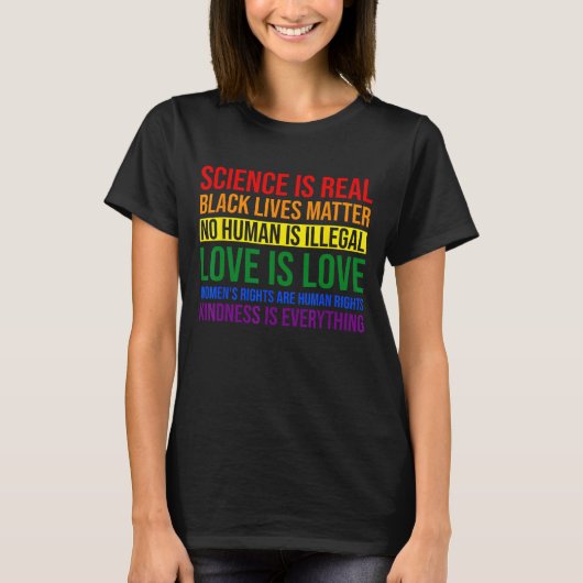 レインボーフラッグ人権LGBT Tシャツ (正面)