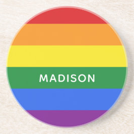 レインボーフラッグ名前をカスタムする砂岩コースター コースター