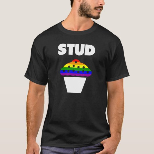 レインボーフラッグ スタッドマフィン Tシャツ (正面)