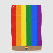 レインボーフラッグ&プライドモノグラムのゴルフ/ LGBT ゴルフタオル (正面)