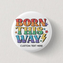 レインボーフラッグ BORN THIS WAY レトロ風 80年代 缶バッジ