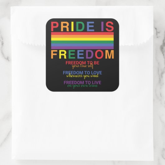 レインボーフラッグLGBTQプライドはフリーダムゲイの権利 スクエアシール (バッグ)