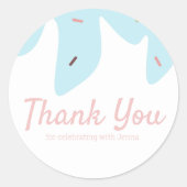 レインボーフラッシュアイスクリームケーキつや消しピンク ラウンドシール (正面)