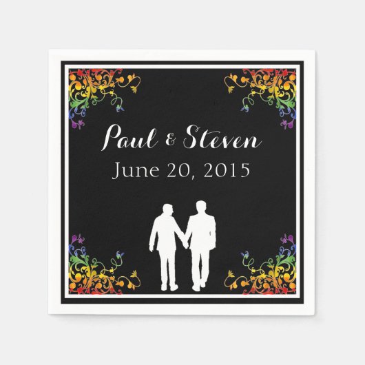 レインボーフラリッシュ結婚ゲイのカクテルナプキン スタンダードカクテルナプキン (正面)