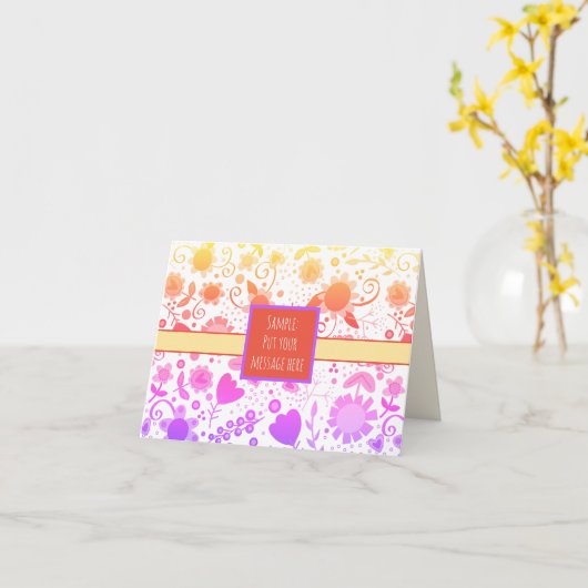 レインボーフラワーおもしろいインスピレーションカスタムフローラ カード (黄色い花)