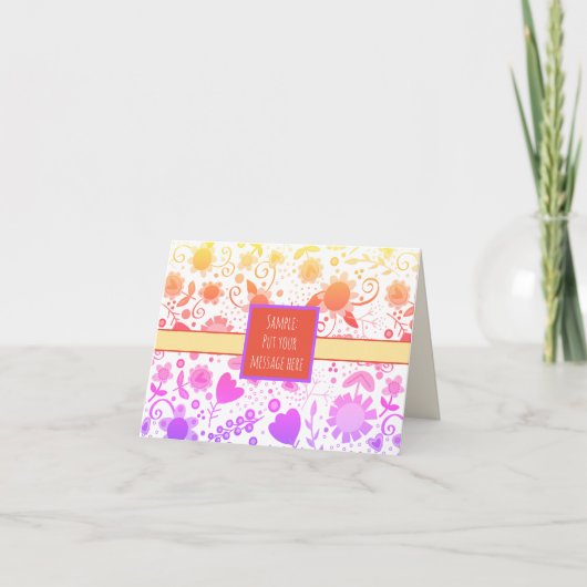 レインボーフラワーおもしろいインスピレーションカスタムフローラ カード (正面)