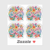 レインボーフラワーインフィニティシンボル |自閉症の承認 シール (シート)