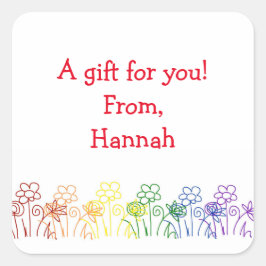 レインボーフラワーカスタムズ誕生日ギフトシール スクエアシール