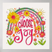 レインボーフラワーカラフルズジョイのインスピレーション ポスター (正面)