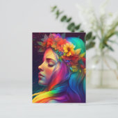 レインボーフラワーカラフルズ&ヘアガール ポストカード (スタンド正面)