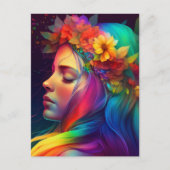 レインボーフラワーカラフルズ&ヘアガール ポストカード (正面)