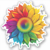 レインボーフラワーカラーシール |ダイカットのシール シール (正面)