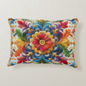 レインボーフラワーズ刺繍探しフローラデザイン アクセントクッション (裏面)