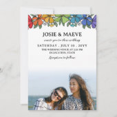 レインボーフラワーズ2 in 1フォト結婚式招待状 招待状 (正面)