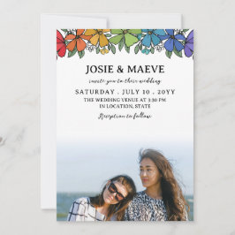 レインボーフラワーズ2 in 1フォト結婚式招待状 招待状