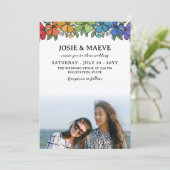 レインボーフラワーズ2 in 1フォト結婚式招待状 招待状 (スタンド正面)