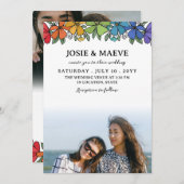 レインボーフラワーズ2 in 1フォト結婚式招待状 招待状 (正面/裏面)