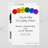 レインボーフラワーデイトカードを保存 セーブザデート (正面/裏面)