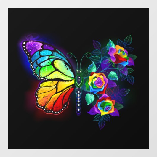 レインボーフラワーバタフライ ウィンドウサイン (シート)