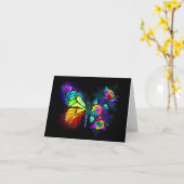 レインボーフラワーバタフライ カード (黄色い花)