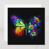 レインボーフラワーバタフライ サンキューカード (正面/裏面)