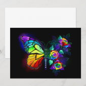 レインボーフラワーバタフライ サンキューカード (正面/裏面)