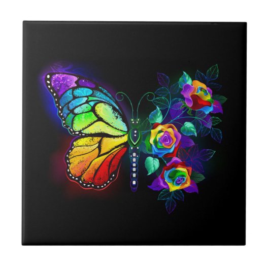 レインボーフラワーバタフライ タイル (正面)