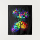 レインボーフラワーバタフライ タペストリー (正面)