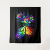 レインボーフラワーバタフライ タペストリー (正面)