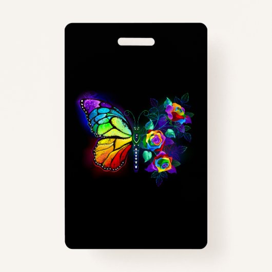 レインボーフラワーバタフライ バッジ (正面)