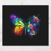 レインボーフラワーバタフライ ビールラベル (シングルラベル)