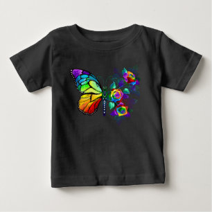レインボーフラワーバタフライ ベビーTシャツ