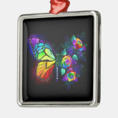 レインボーフラワーバタフライ メタルオーナメント (左)