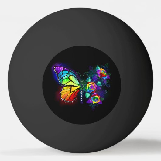 レインボーフラワーバタフライ 卓球ボール (裏面)