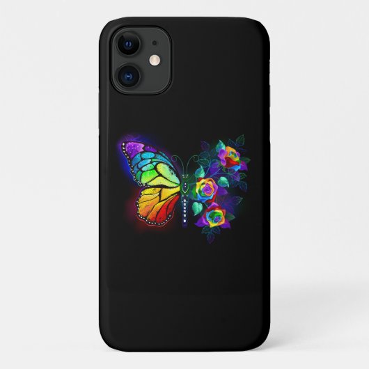 レインボーフラワーバタフライ Case-Mate iPhoneケース (裏面)