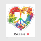 レインボーフラワーピースサイン |ダイカットのシール シール (シート)