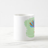 レインボーフラワーブラシストローク幾何学的デザイン コーヒーマグカップ (中央)