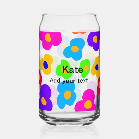 レインボーフラワープライドラブ追加ネーム文字lqbtq abst ガラス缶 (正面)