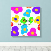 レインボーフラワープライドラブ追加ネーム文字lqbtq abst キャンバスプリント (インサイチュ (ウッドフロア))