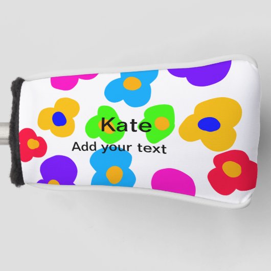 レインボーフラワープライドラブ追加ネーム文字lqbtq abst ゴルフヘッドカバー (正面)