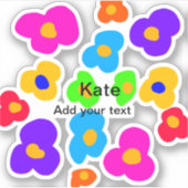 レインボーフラワープライドラブ追加ネーム文字lqbtq abst シール (正面)