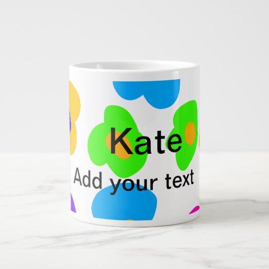 レインボーフラワープライドラブ追加ネーム文字lqbtq abst ジャンボコーヒーマグカップ (正面)